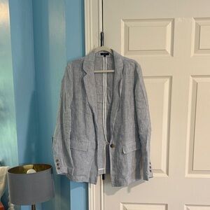 Quince Navy and White Striped Shirt